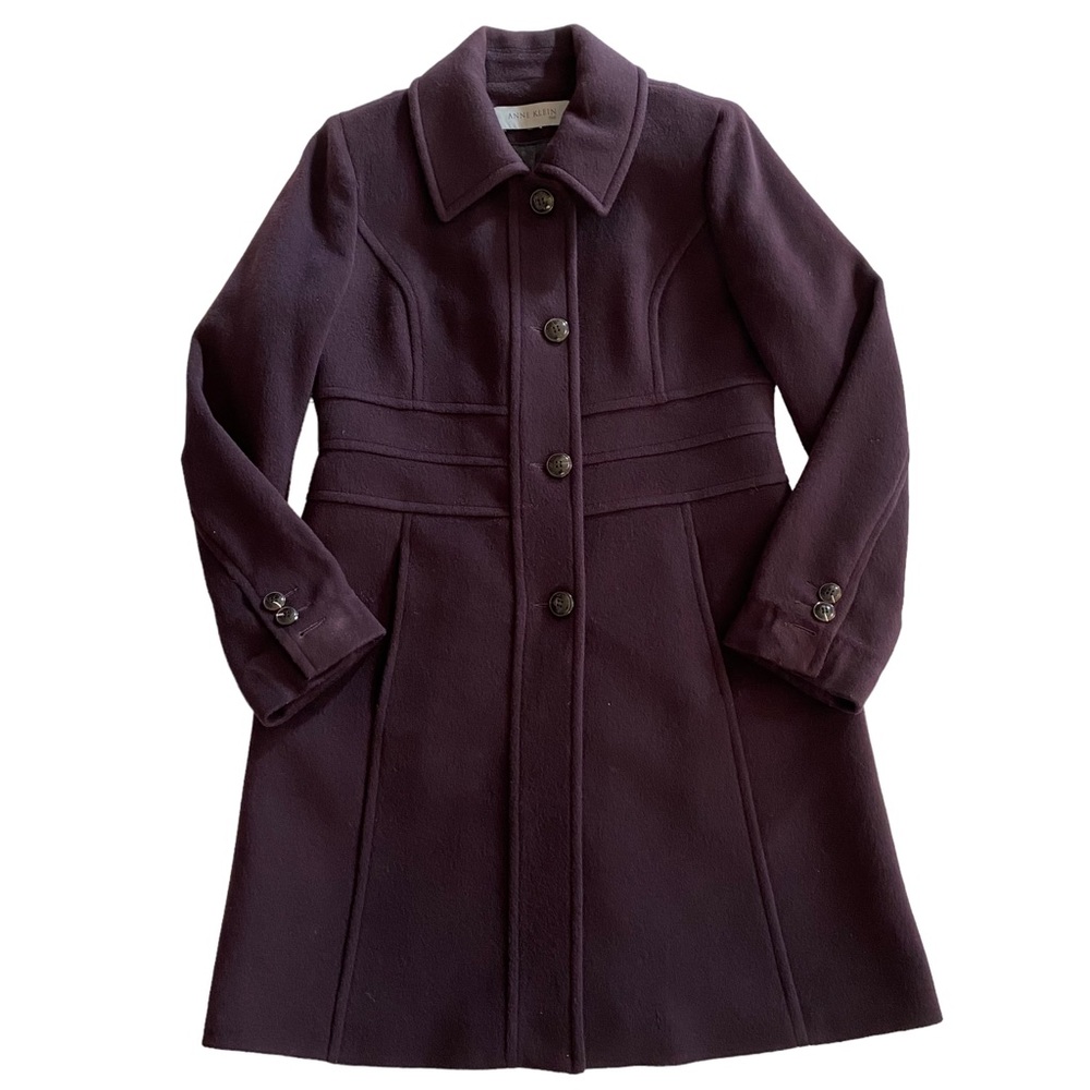 Anne Klein Lambswool Cashmere Blend Women’s Button Front Lined Coat Size Medium
